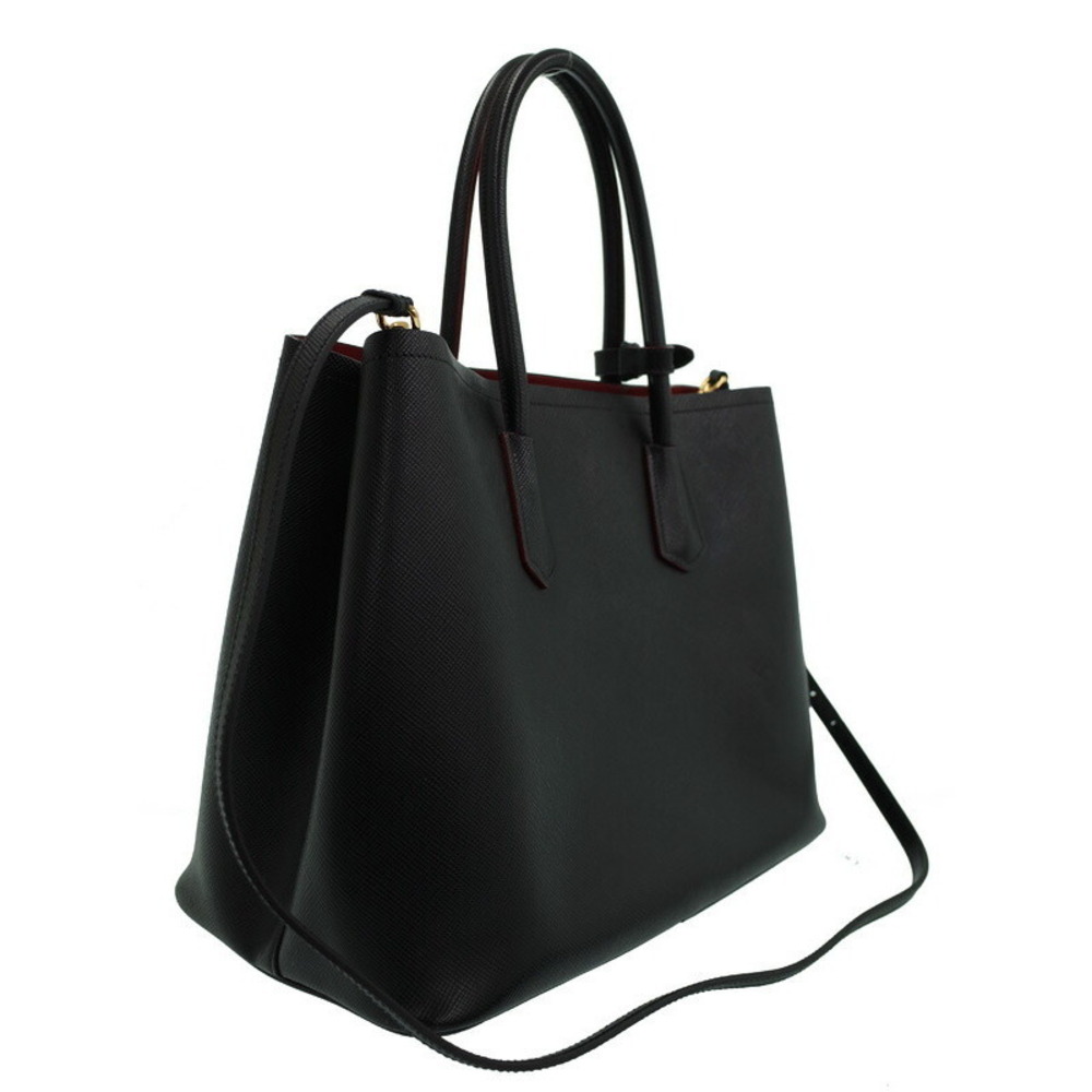Prada Saffiano Leather Double Shoulder Bag black - Picture 2 of 9